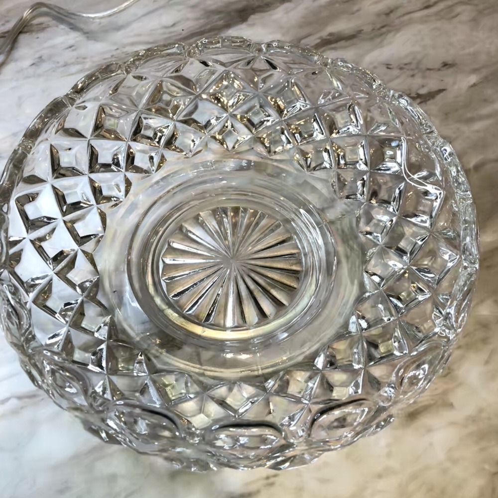 VTG Fruit Salad Dessert Bowl, Waffle Waterford Clear by ANCHOR HOCKING 10 1/2"